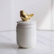 宠物纪念罐宠物骨灰盒，手工陶瓷骨灰坛罐，金色小兔子小鸟去世纪念品
