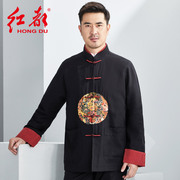 红都中式棉服唐装男上衣礼服中国风盘扣中式立领复古民族风外套