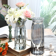 北欧创意家用玻璃花瓶大号水养，玫瑰百合绿萝富贵竹，插花瓶客厅摆件