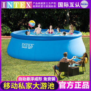 intex儿童游泳池成人，家庭充气戏水池，加厚加高别墅超大型泳池
