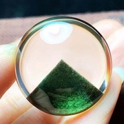 魅晶天然水晶晶体通透全包裹翠绿色绿幽灵金字塔圆牌吊坠