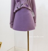 紫色毛呢裙加厚百搭半身裙2023秋冬设计感高腰显瘦遮胯a版短裙子