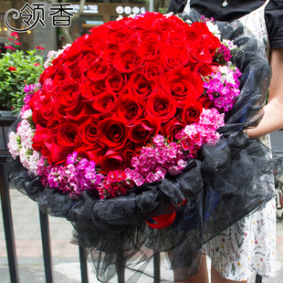 99朵红香槟玫瑰花束，生日礼盒绍兴鲜花速递宁波杭州温州同城花店