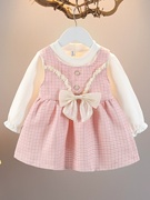 女童连衣裙春秋季0-1岁2婴幼，儿童洋气衣服女宝宝春秋公主裙子套装