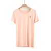 粉色短袖t恤女夏装，印花玫瑰花修身显瘦百搭棉质体恤上衣