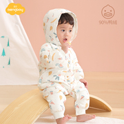 Aengbay婴儿羽绒服冬季连体衣宝宝冬装加厚爬服新生儿外出抱衣暖