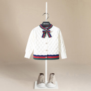女童秋装洋气公主风白色宝宝毛衣，开衫针织外套伯米吉品牌外贸童装