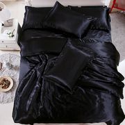 裸睡亲肤纯色冰丝四件套真丝丝绸床单被套天丝真丝床上用品三件套