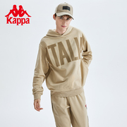 Kappa卡帕套头帽衫男运动卫衣休闲长袖字母印花外套