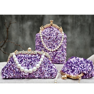 紫人鱼-手机包亮片钉珠刺绣手拿包晚宴包礼服包口金包DIY材料包