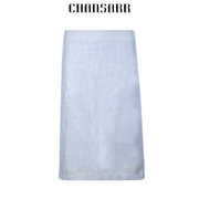 香莎CHANSARR 简约设计淡蓝色半裙 舒适透气 麻类混纺百搭中裙