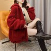 加绒加厚保暖外套女2023年春节新衣，大红色两面穿宽松羊羔毛棉服(毛棉服)潮