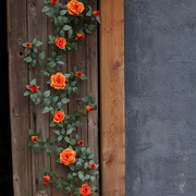 仿真花玫瑰花藤假花藤条缠绕客厅，阳台楼梯装饰藤蔓，叶空调(叶空调)管道遮挡
