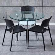 钢化玻璃餐桌家用玻璃圆桌，洽谈桌椅组合玻璃，桌会客桌洽谈桌小圆桌