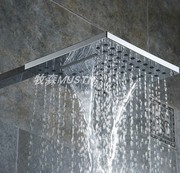 10寸吊顶双瀑布雨淋喷头方形四方形卫生间洗澡家用全铜花洒顶喷头