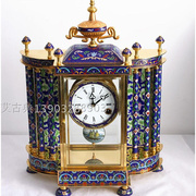 钟表 座钟 仿古 古典 欧式 法国 机械 景泰蓝镀金钟表（蓝）