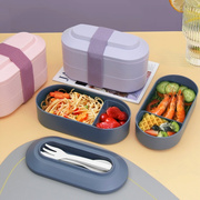 轻食网红双层便当盒健身餐饭盒，套装送餐具可微波午餐盒