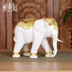 泰国特色木制工艺品木雕大摆件泰式风情客厅电视柜小象摆设装饰品