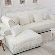 欧式白色毛绒沙发垫布艺，沙发套罩简约现代蕾丝沙发巾定制单人防滑