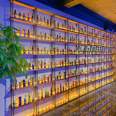 酒吧铁艺隔断啤酒红酒架餐厅墙上装饰实木吧台发光酒柜展示置物架