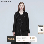 sdeer圣迪奥女装春秋款上衣个性不规则拼接黑色短外套S20382201