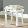 美式化妆凳梳妆台凳子美甲凳方凳欧式时尚实木家用卧室白色公主凳