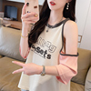 个性露肩短袖t恤女夏季韩版宽松大码设计感小众，华夫格性感上衣服