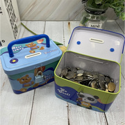 铁盒存钱罐带锁带钥匙，儿童铁皮储蓄罐男孩女孩学生，储钱罐可存可取