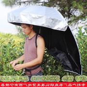 可背式采茶伞携带遮阳伞，超轻头帽伞，户外防晒双层黑胶创意晴雨伞