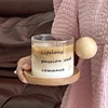 创意圆珠手柄字母玻璃杯家用牛奶杯早餐杯拿铁咖啡杯高颜值果汁杯