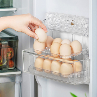 鸡蛋收纳盒冰箱侧门专用收纳架可翻转蛋格装放蛋架托鸡蛋保鲜盒子
