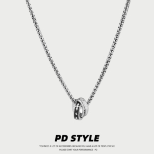 pdstyle黑白克洛花字母，双环项链轻奢小众，ins高级感男女生毛衣链潮