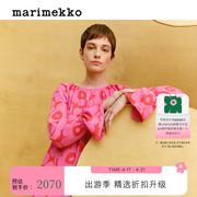 Unikko游霓可印花Marimekko2023秋冬时尚红色长袖连衣裙