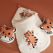初生婴儿包被冬款加厚新生，宝宝抱被春秋，防惊跳睡袋纯棉包裹被两用