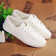 2024远步纯色小白鞋森女系平底帆布鞋，女韩版白布鞋(白布鞋)文艺白色帆布鞋