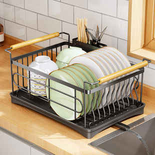 厨房碗架沥水架不锈钢碗筷，台面单层小型碗柜家用放碗盘碗碟收纳架