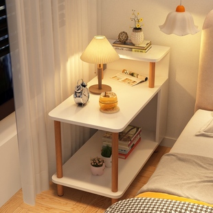 床头柜子置物架现代简约极窄小型简易实木卧室，网红床边柜收纳替代