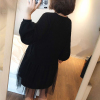 欧洲站24韩版春装大码宽松显瘦黑色网纱卫衣裙娃娃款连衣裙女