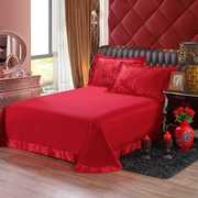 婚房床单a大红一次性，结婚双人床上枕套大床合格品婚庆三件套磨毛