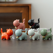 茶玩创意小猫咪动物微景观茶宠摆件陶瓷饰品，品茶可爱茶具配件