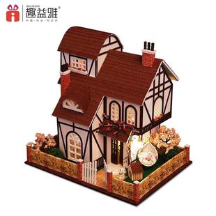 工厂diy小屋花之小镇手工拼装房子模型大别墅玩具-中文