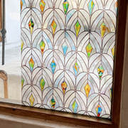 凡菲彩绘膜浮雕艺术窗户，中式玻璃贴纸蒂，凡尼法式复古装饰贴膜