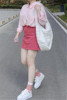 日系减龄女团夏玫红色短裙，女牛仔半身裙，百搭甜辣风包臀裙大码显瘦