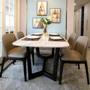 北欧大理石餐桌椅组合现代实木，餐桌简约小户型，家用客厅长方形饭桌