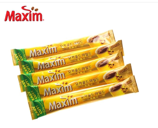麦馨maxim摩卡咖啡，韩国进口三合一速溶咖啡粉黄色礼盒10条装