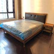 厚泰黑胡桃木床新中式1.8米简约禅意床，古典现代床头柜实木床