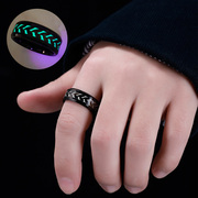 戒指男潮牌小众设计麦穗夜光指环，男士高级感个性钨金单身食指戒指