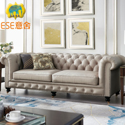 意舍美式真皮沙发123组合头层牛皮艺客厅家具轻奢沙发整装U型灰色