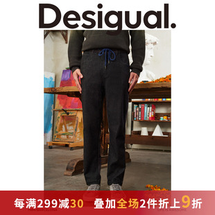 desigual西班牙时尚品牌，23秋牛仔拼接灯芯绒直筒牛仔裤