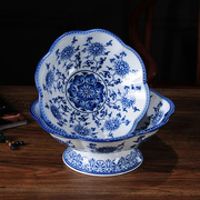 中式青花瓷果盘摆设，复古客厅家用陶瓷糖果盘，供盘玄关茶几摆件